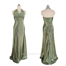 Vintage Betsy Adam Prom Dress Maxi Gown 10 Green Halter Fairy Glam Tinkerbelle