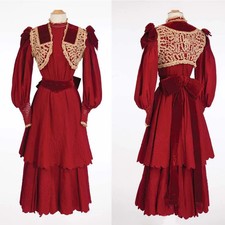 1890s Wedding Morning Costume Victorian Edwardian Duchess Gothic Red Day Dress