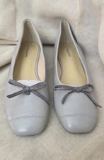 NWOB C. PARAVANO Cap-Toe Ballet Flats Elena Gray Sz Us 8.5 Eu 39