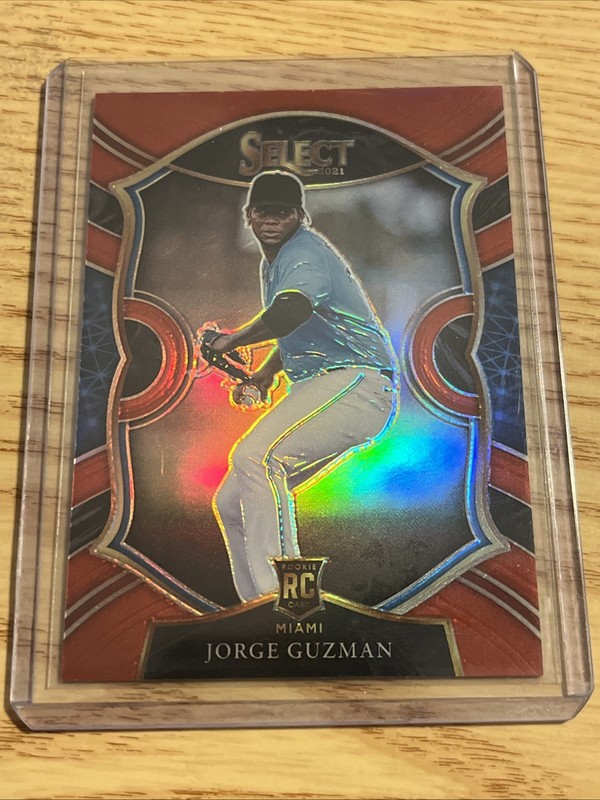 2021 Panini Select #53 Jorge Guzman Rookie RC Red Prizm SP #’d 093/199 Marlins