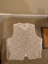 OSCAR de la RENTA 100% SILK beaded White Vest Women Size 12