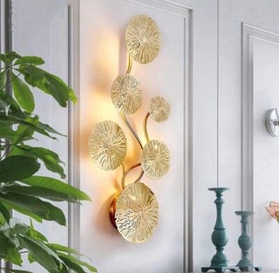 DJ Amel Luxury Wall Sconce Light Gold Lotus Leaf Wall Lamp New