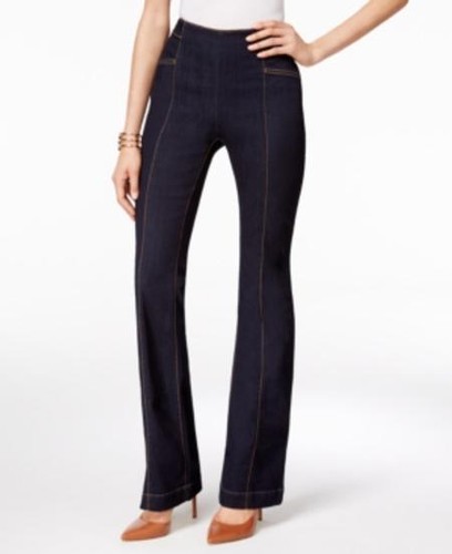 INC Curvy Fit Ink Wash Back Zip Flare Jeans 6 NWT $79.80