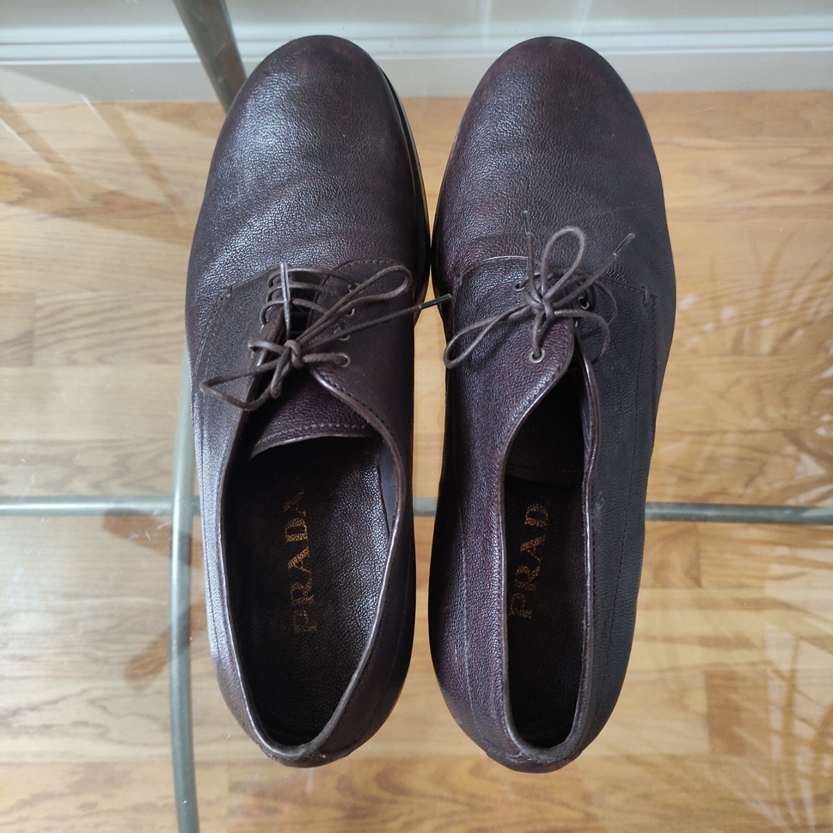 Rare Prada leather Derby lug soles fit US men