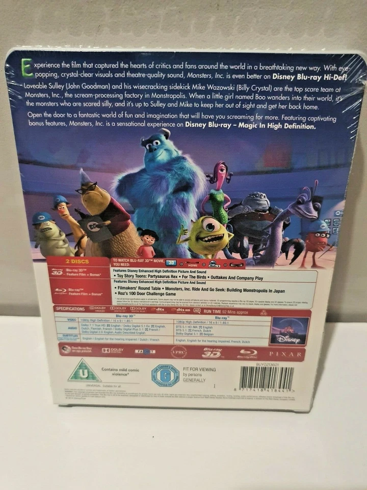 Disney Pixar's Monsters Inc. Blu-Ray Limited Edition Exclusive UK Steelbook New+ - Image 2 of 2