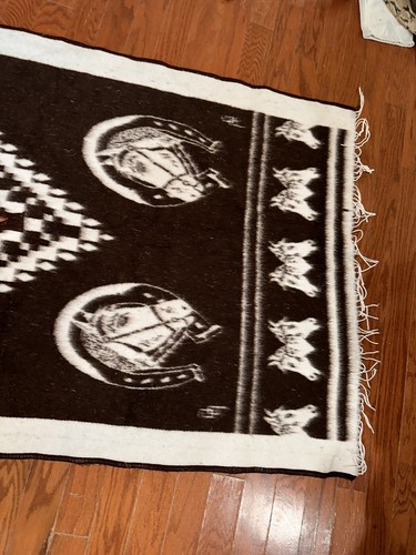 Western horse Blanket Poncho Unisex all seasons boho Brown - Picture 4 of 7