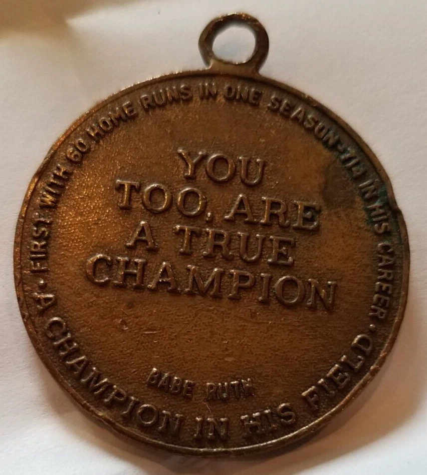 Llavero medallón vintage Babe Ruth "TÚ TAMBIÉN ERES UN VERDADERO CAMPEÓN" Foto 2 de 3