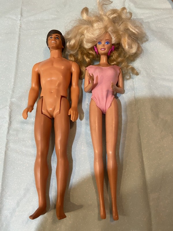 Barbie 1966 Blonde Hair Blue Eye Plus 1968 Ken Doll Look At Pics Bathing Suit +
