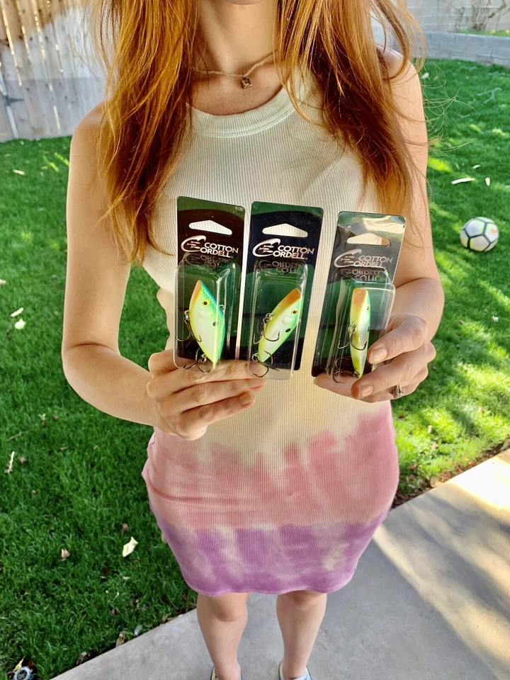 Cebo Bonanza (Lote de 3) Crankbait sin labios, Cordell de algodón, Bajo, ¡NUEVO CON ETIQUETAS! Foto 4 de 4