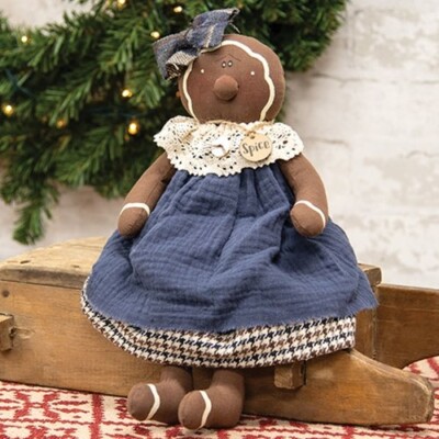 NEW Primitive GINGERBREAD DOLL CLOTH SPICE Country 11''Tx5''Wx3''D Collectible