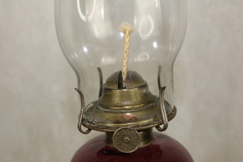 RARE EAPG P&A EAGLE Amethyst Glass Kerosene Oil Lamp Rare Antique Purple Milk - Picture 8 of 24