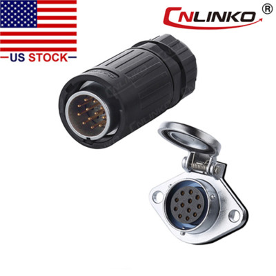 CNLINKO 12 Pin Power Signal Connector Male Plug & Female Socket Waterproof IP67