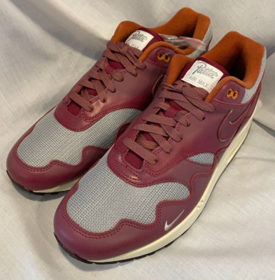 Nike Air Max 1 Rush x Patta Mens 11.5 Metallic Silver Rush Maroon DO9549 001