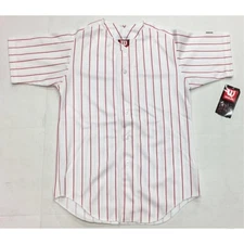 Wilson A4799 White and Scarlet Pinstripe Jersey Youth