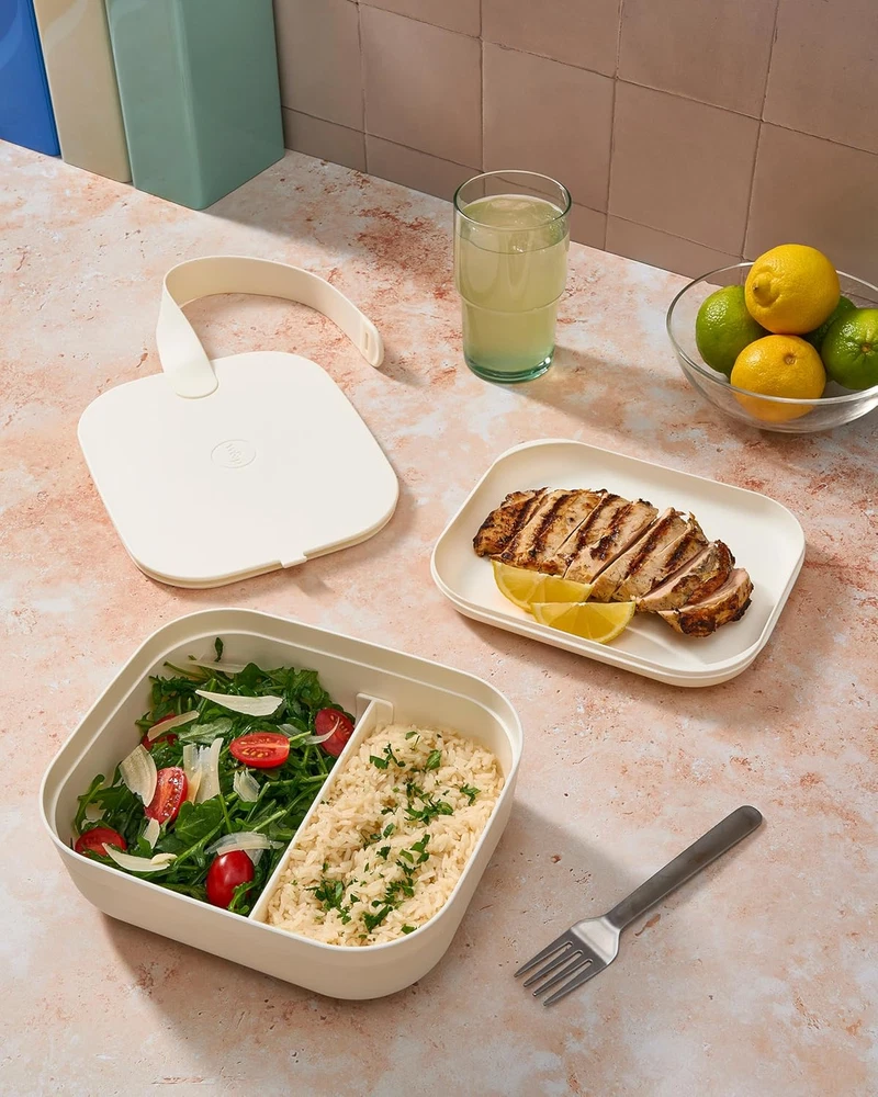 Porter Bento Lunch Box, 3 Compartment Bento Box Portable Adult Lunch Box with Sn