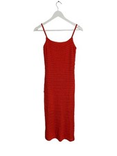 Unbranded Orange Knitted Midi Dress Summer Long Maxi Size S 8 10
