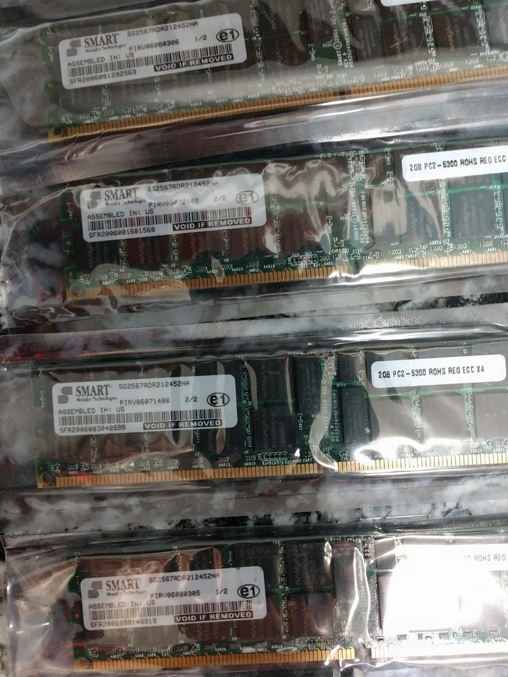 Lot Crucial 4GB Smart 2GB PC2-5300P DDR2-667 ECC Server RAM Memory Untested  - Image 2 of 4