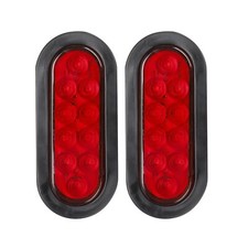 2pcs Red 6 Oval 10led Truck Trailer Brake Stop Turn Tail Lights Wgrommet Plug 2pcs Red 6 Oval 10led Truck Trailer Brake Stop Turn Tail Lights Wgrommet Plug