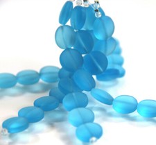 Puffed Coin Beads,12mm, Turquoise Bay w/ Frosted Finish, 8 Pieces