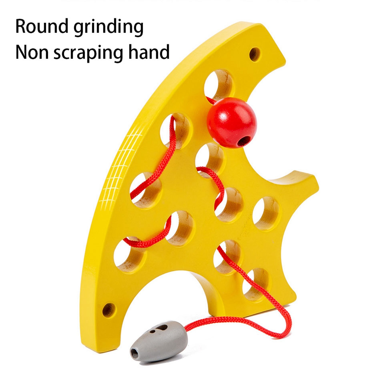 HT1 Wooden Threading Game Toy Improve Motor Skills Patience Cheese