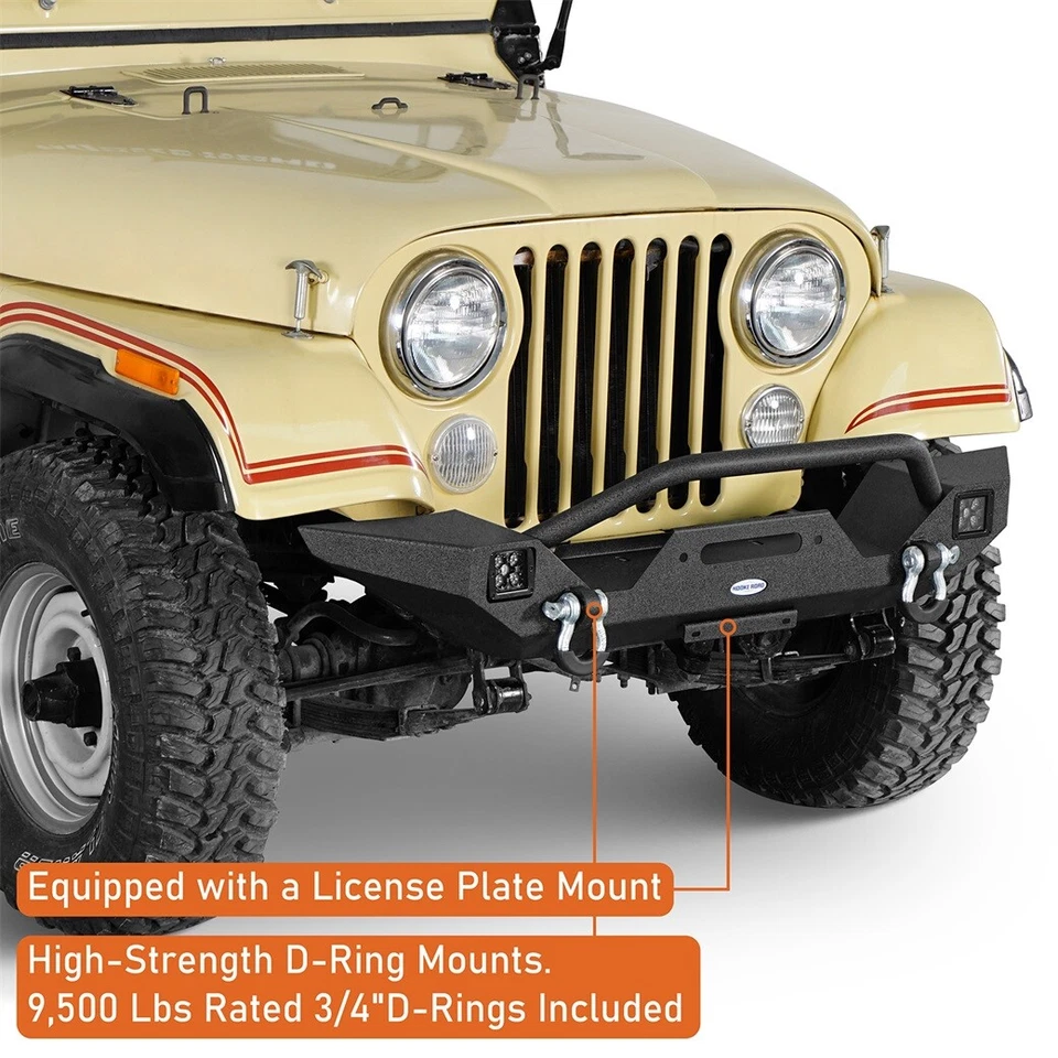 Mid Width Front Bumper w/ Winch Plate Fit 1976-1986 Jeep CJ-5 CJ-7 Scrambler - Image 3 of 4