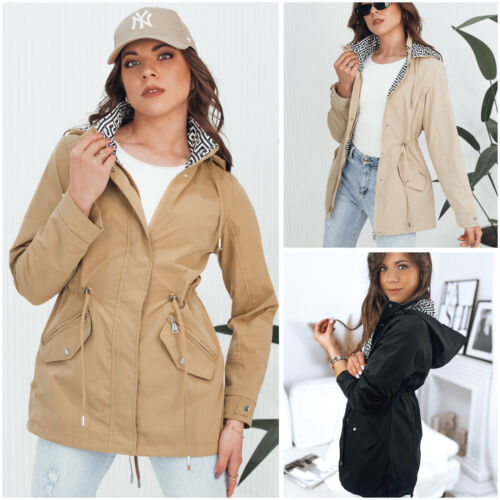 Damen Parka Jacke Übergangsjacke mit Kapuze Frühlingsjacke Leicht DSTREET S-XL - Afbeelding 1 van 10