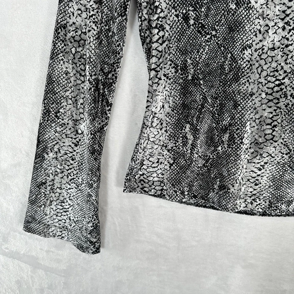 Camisa de Colección Guess Top Para Mujer S Gris Piel de Serpiente Terciopelo Mangas Campana Y2K Años 90 Foto 4 de 4