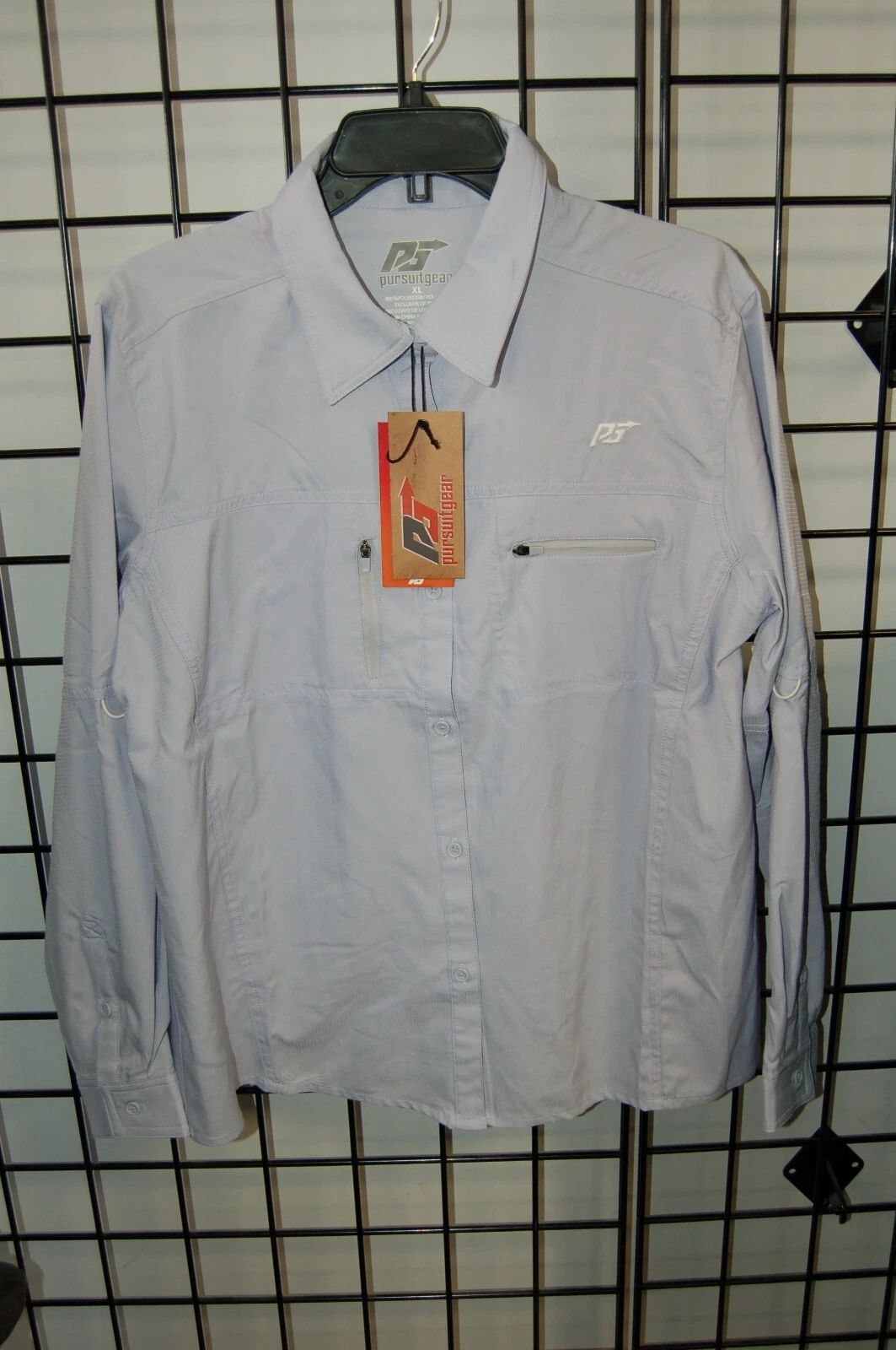 Pursuit Gear Long Sleeve Fishing Shirt Button Down Moisture Wicking Size XL