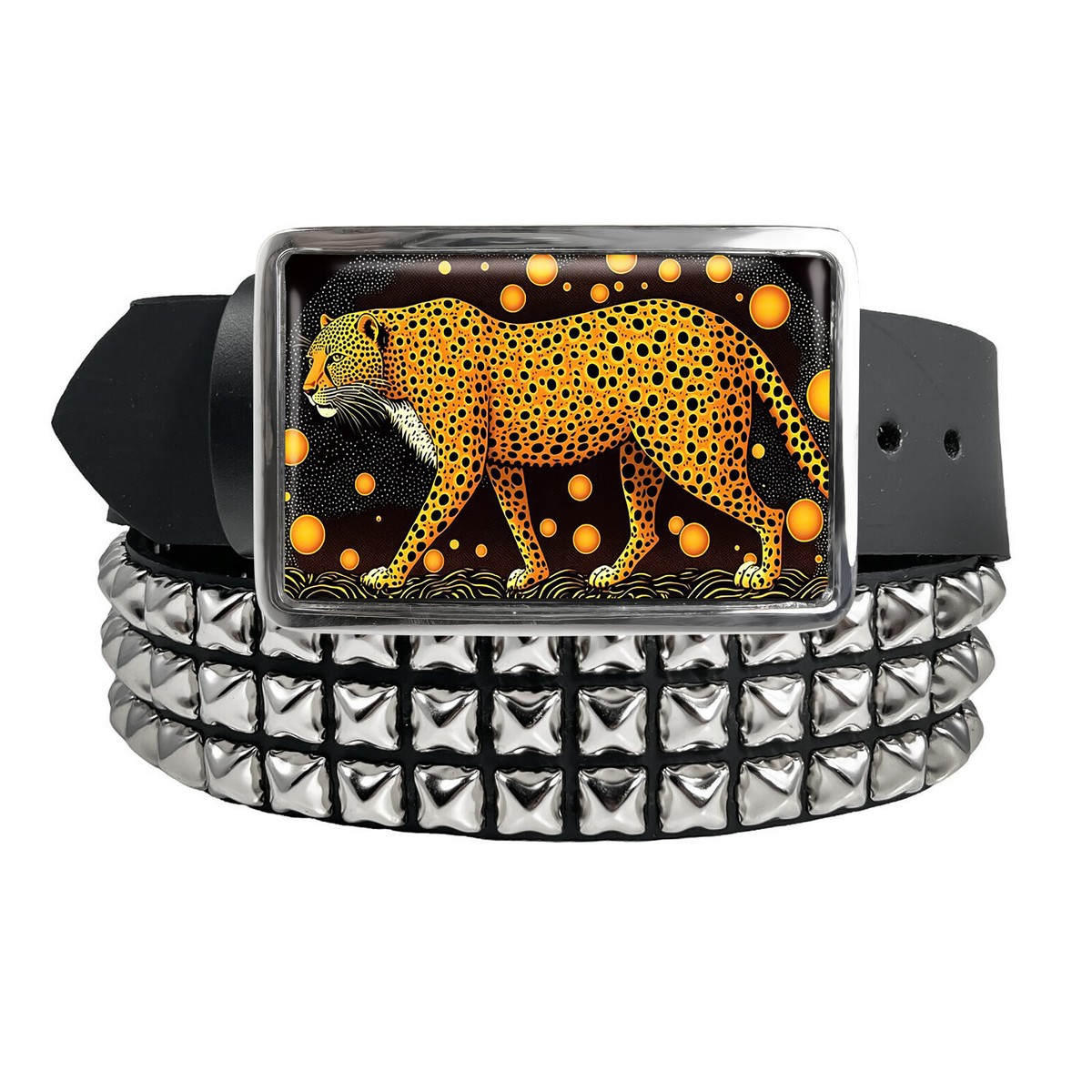 Vintage Leopard Portrait Belt Buckle Wildlife‎ Animal Art Metal Buckle Leopard Belt Buckle - Jungle Animal Painting Art Handmade  main image 2
