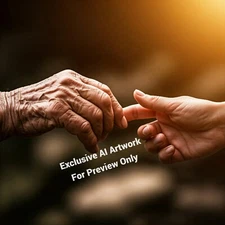 Digital Image Wallpaper Picture AI Art Touching Hands Old Young Generations