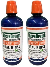 2x TheraBreath Healthy Gums Oral Rinse Clean Mint 33.8 Oz /1 liter each