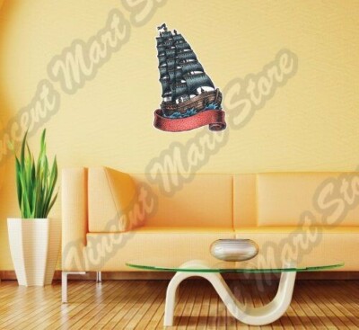 Sailing Ship Ocean Sea Marine Pirate Vessel Wall Sticker Interior Decor 16''X25''