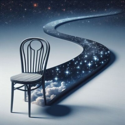 Chair and the Starry Way Digital Illutration Canvas (Digital Image)
