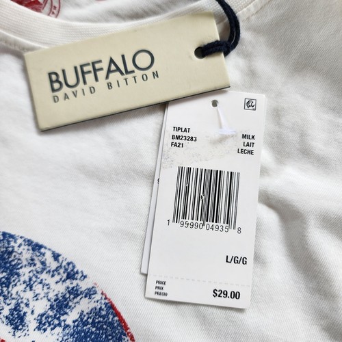 Buffalo David Bitton Men's Large Short Sleeve Graphic Print T-Shirt White - Picture 17 of 20