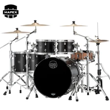 Mapex Saturn Studioease 5-Piece Maple/Walnut Shell Pack Satin Black SR628XUFB
