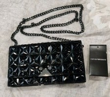 EMPORIO ARMANI - Mini borsa a tracolla in pelle con catena modello nero