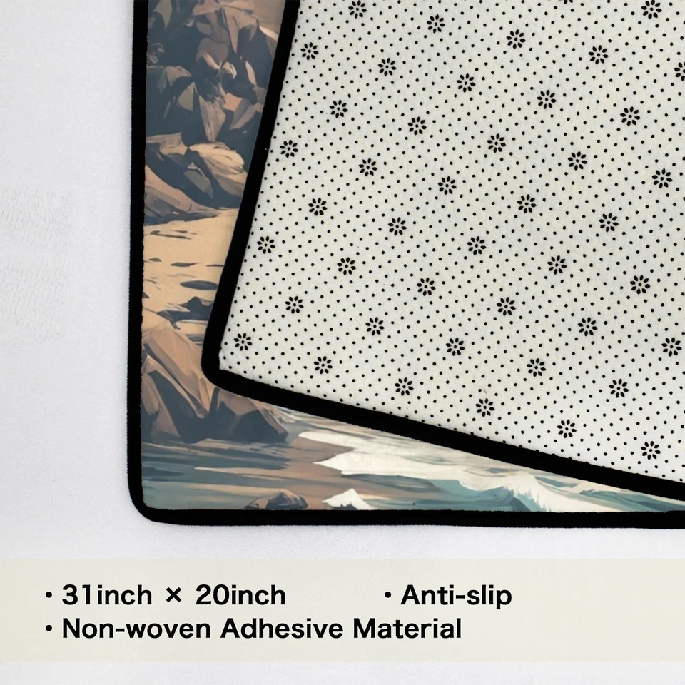 Alfombra de baño alfombra 20x31 pulgadas paisaje marino playa océano naranja verde Foto 4 de 4