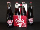 DR PEPPER Glass Bottles Race Stripes EMBOOSED LOGO Twist-Off 4-PACK SUGAR CANE — photo 1