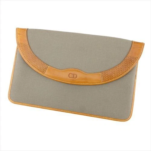 Sac pochette Dior gris cuir PVC homme authentique d'occasion T8947
