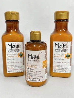 Maui Moisture Curl Quench Set – Coconut Oil – Shampoo + Conditioner + Milk