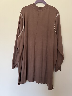 LOGO by Lori Goldstein Mock-Neck Sweater with Stitch Deta Light Brown Sz 3X NEW