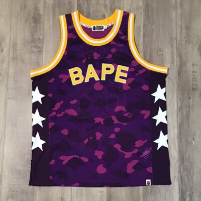 BAPE Purple camo x yellow basketball tank top A Bathing Ape Size