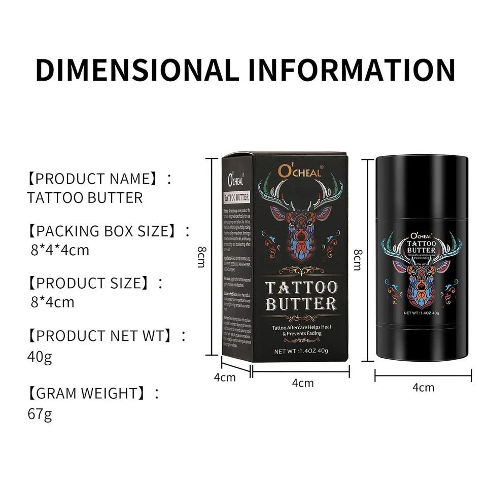 Bálsamo de mantequilla para cuidado posterior del tatuaje, crema hidratante orgánica natural para tatuajes para viejos y Foto 2 de 4