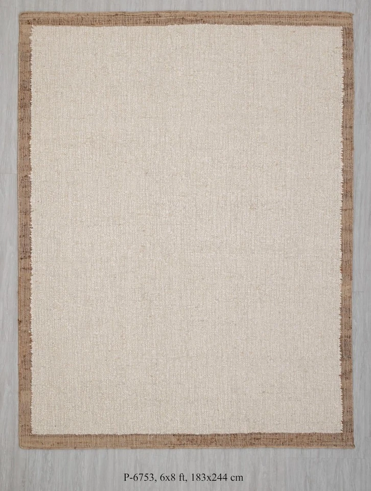 Alfombras orientales marroquíes tejidas a mano bohemias lisas lisas marroquíes de lana natural yute marfil Foto 3 de 4