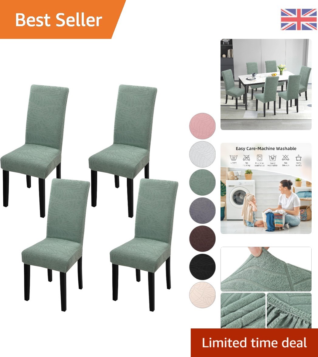 Washable Chair Slipcovers - Stretch Spandex, Set of 4 in Matcha Green