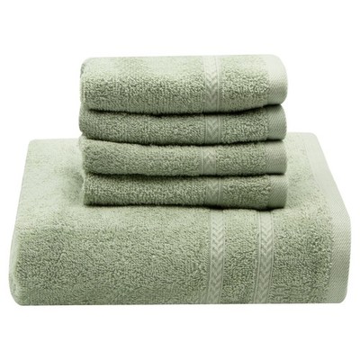 Gold Coast Ringspun 100% Cotton Bath Sheet with 4 Washcloths in Green