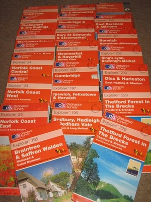 OS Ordnance Survey Explorer maps - Essex & East Anglia - very good condition - Image 1 of 2