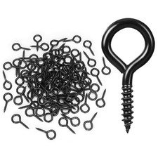 1 Inch Black Screw Eyes, 100 Pcs Metal Screw Hooks, Self Tapping Eyelet Bolts...