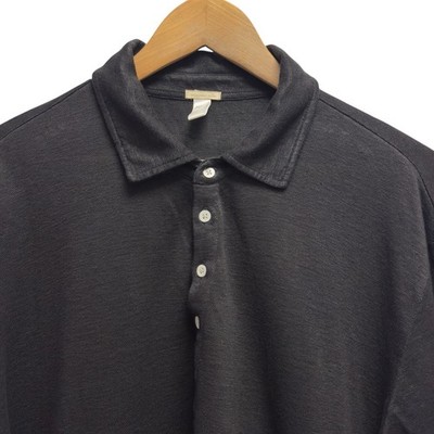Massimo Alba Men's Sz XXL Black 100% Linen Knit Long Sleeve Polo Shirt Italy euc