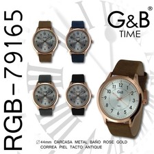 G&B Men's Quartz Watch Leather Strap Analogue Elegant 30m New